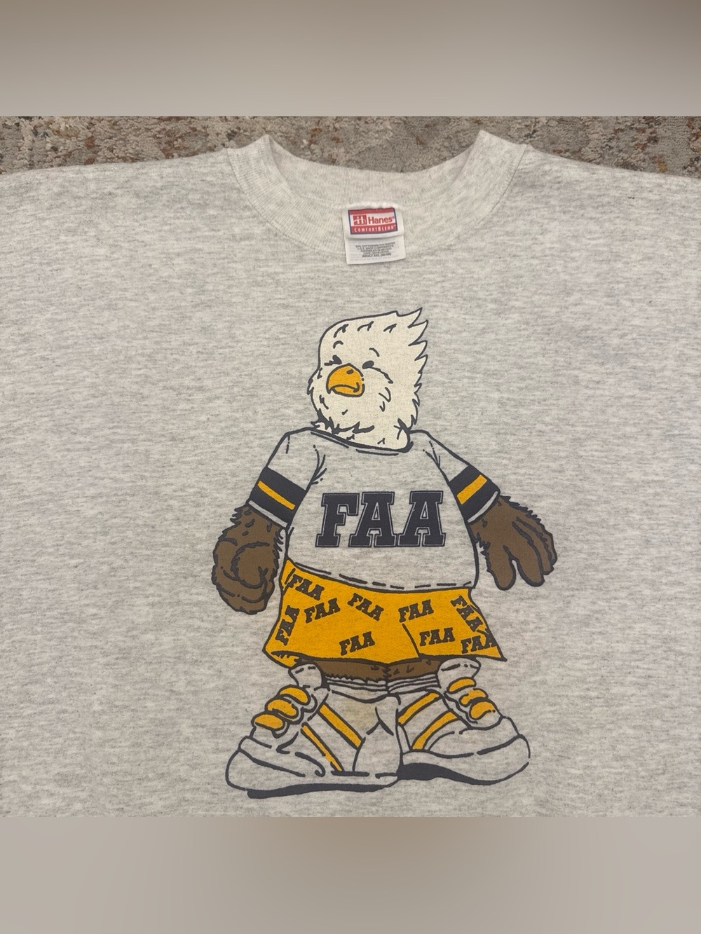 Vintage Hanes Late 90s Y2K FAA Eagle Mascot Crewneck Sweatshirt XXL